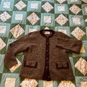 Vintage homespun burgundy cardigan size S